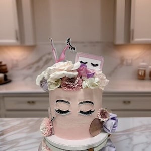 Lash Tech Theme Cake Topper| Makeup Cake Topper