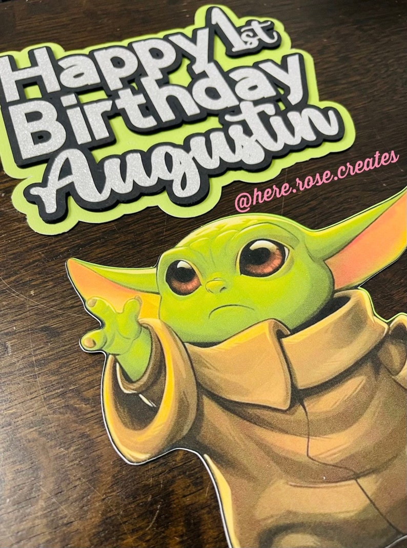 Baby Yoda Inspired Cake Topper Birthday Cake Topper Baby Etsy