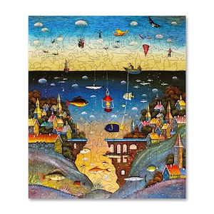 DAVICI Exclusive wooden puzzle/ On land and by sea/ 175 pieces / An enchanting and surprising puzzle/ Gift box with magnetic closure