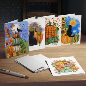 Set of 5 BLANK Note Cards- Autumn Assortment, Autumn Greeting Cards Set, Thanksgiving Note Cards, Fall Thank You Notes, Anne with an E