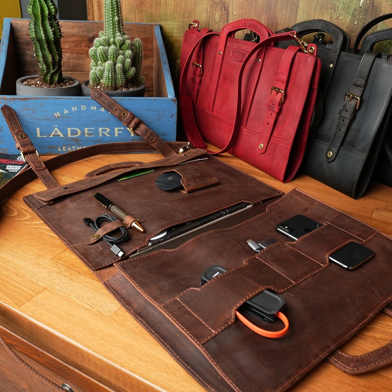 Leather MacBook Organizer Bag Leather Laptop Organizer Case Etsy