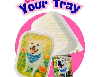 Bandeja de arte con diamantes y retrato personalizado de mascota – Apilable, con tapa