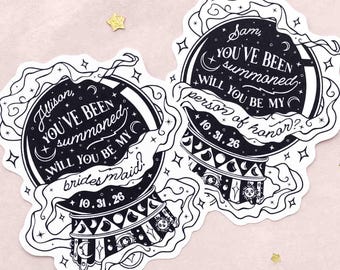 Witchy Bridesmaid Proposal Card, Personalized Crystal Ball Invite for Bridal Party