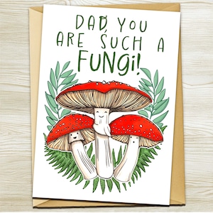 Carte de fête des pères drôle pour papa, carte d'anniversaire, champignons, bonne fête des pères, cadeau des enfants, carte d'anniversaire imprimable, carte de papa, carte d'anniversaire drôle