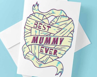 Mummy Card Printable, Alternative Card for Mom, Mothers Day Mum Birthday Thank You Mama Card, Horror Monster Lover or Comic Book Lover