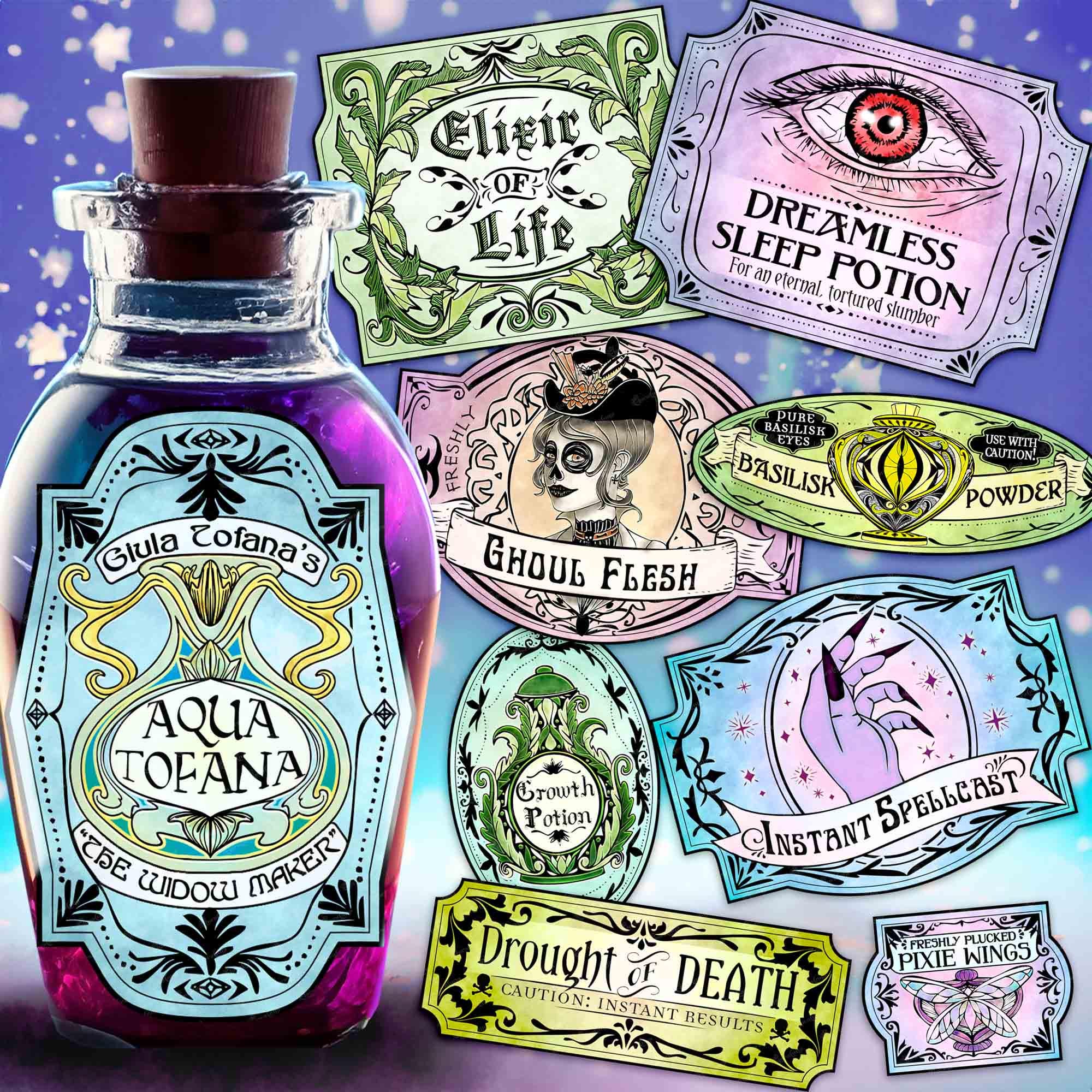 23 Halloween Printable Labels for an Unforgettable Party 5 Witchcraft Sticker Magic Potion Bottle Label Apothecary Printable…