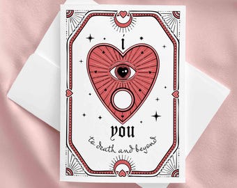 Ouija Planchette Love Card 5x7 Printable Spirit Board Valentine, Creepy Cute Anniversary Card, Goth Card Witchy, Valloween Dark Romance