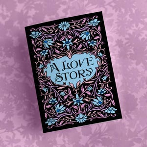 Cartão de amor para impressão, Art Nouveau botânico, Dark Romantic Valentine, cartão de casamento ou cartão de parabéns de noivado, cartão de relacionamento, amante do livro