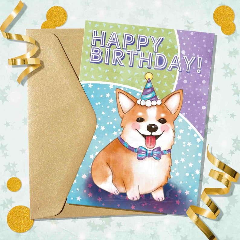Corgi Birthday Card, Printable Bday Card Corgi Lover Gift for Dog ...