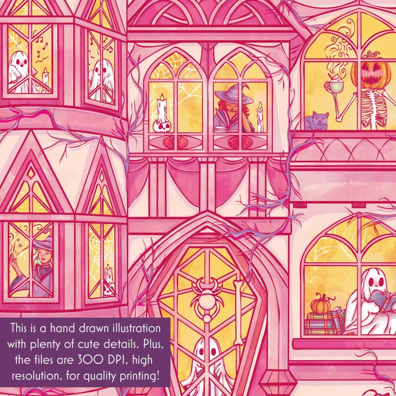 This is a hand drawn illustration with plenty of cute details. Plus, the files are high resolution, 300 DPI, for quality printing!