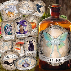 Potion Bottle Labels Printable Apothecary Labels Witch Decor Gothic House Decor Party Decorations Halloween Apothecary DIY Vintage Labels
