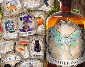 Potion Bottle Labels Printable Apothecary Labels Witch Decor Gothic House Decor Party Decorations Halloween Apothecary DIY Vintage Labels