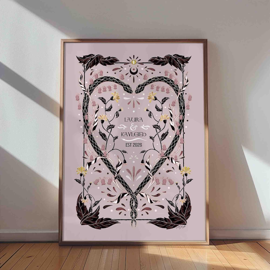Custom Gothic Couple Art Digital, Pastel Goth Snake Printable Wedding ...
