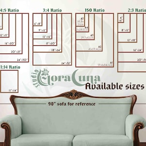 Visual reference of available sizes for this art