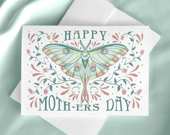 Funny Mothers Day Card Printable Quirky Moth Pun Mom Gift