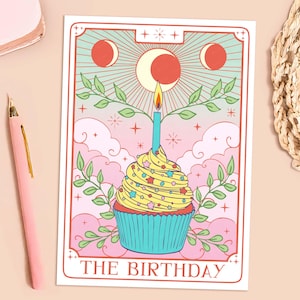 Tarot Geburtstagskarte 13x18 Zum Ausdrucken Mit Umschlag Vorlage The Geburtstag Witchy Celestial Card DIY Astrologie Sternzeichen Liebhaber Geschenk Ockult Wicca