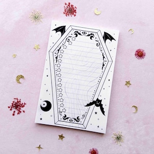 Vampire Coffin To Do List Handmade Creepy Cute Notepad Gothic Spooky Bat Memo Notes Gift for Goth Witchy Office Supply Quirky Stationary