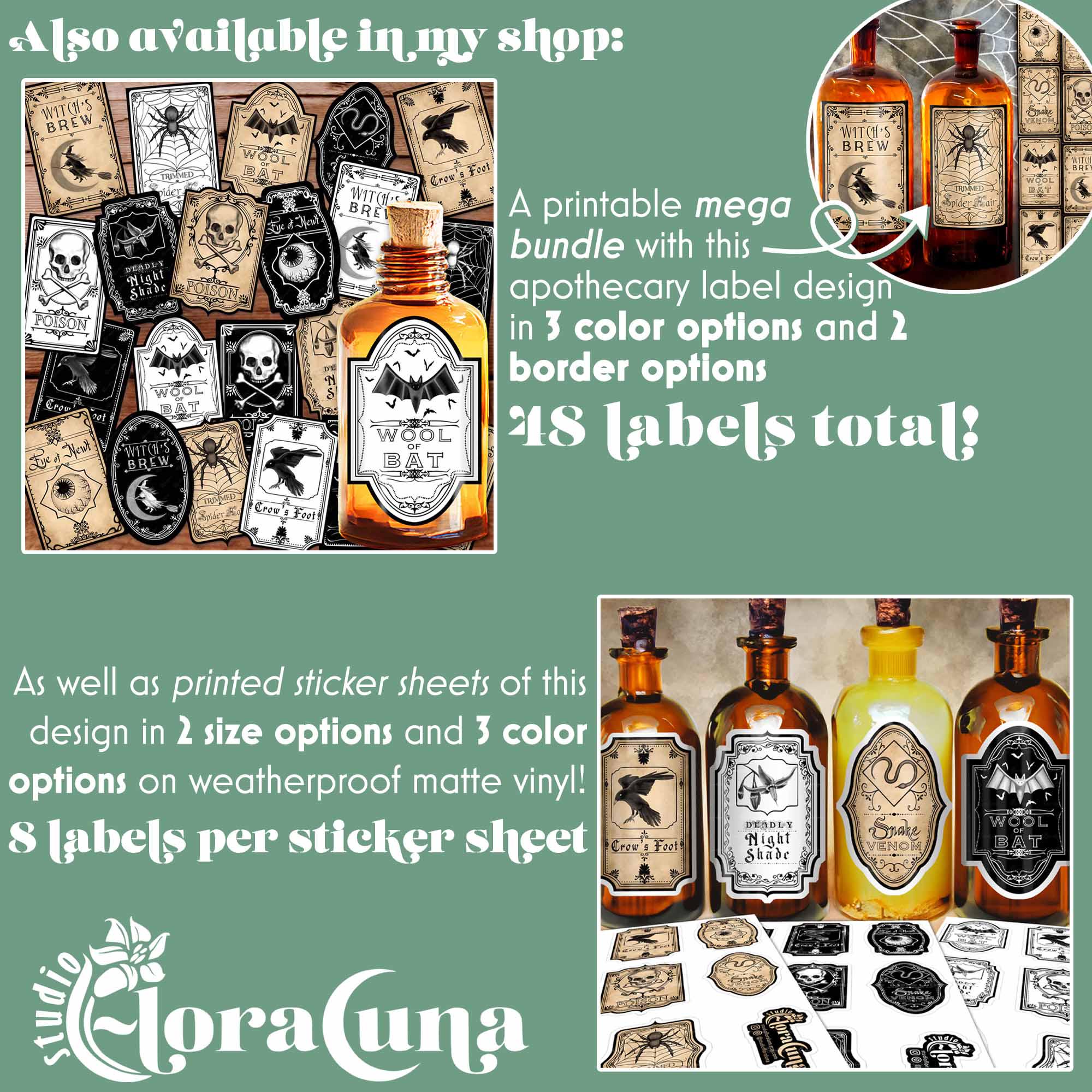 Printable Potion Bottle Labels Apothecary Stickers Witchcraft Decor ...