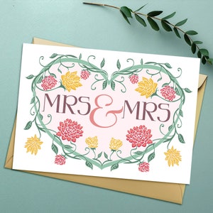 Carte Mme et Mme pour mariage lesbien Carte de félicitations pour mariage gay pour mariage LGBT Carte de félicitations pour couple gay Carte de mariage homosexuel