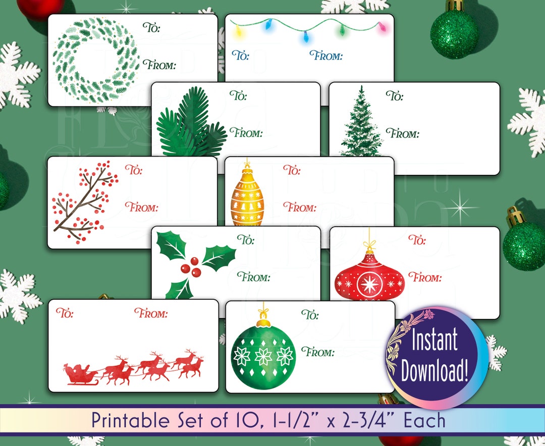 Printable Christmas Tags Avery Label Christmas Sticker DIY - Etsy