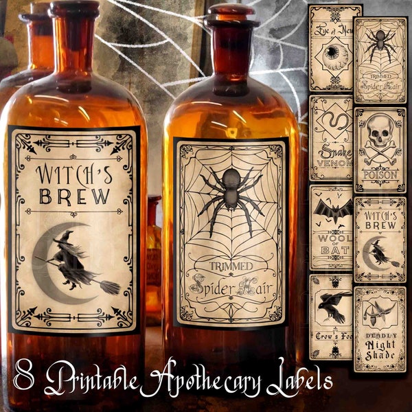 Printable Apothecary Labels, Apothecary Labels Halloween, Potion Bottle Labels, Potion Labels Printable, Vintage Halloween