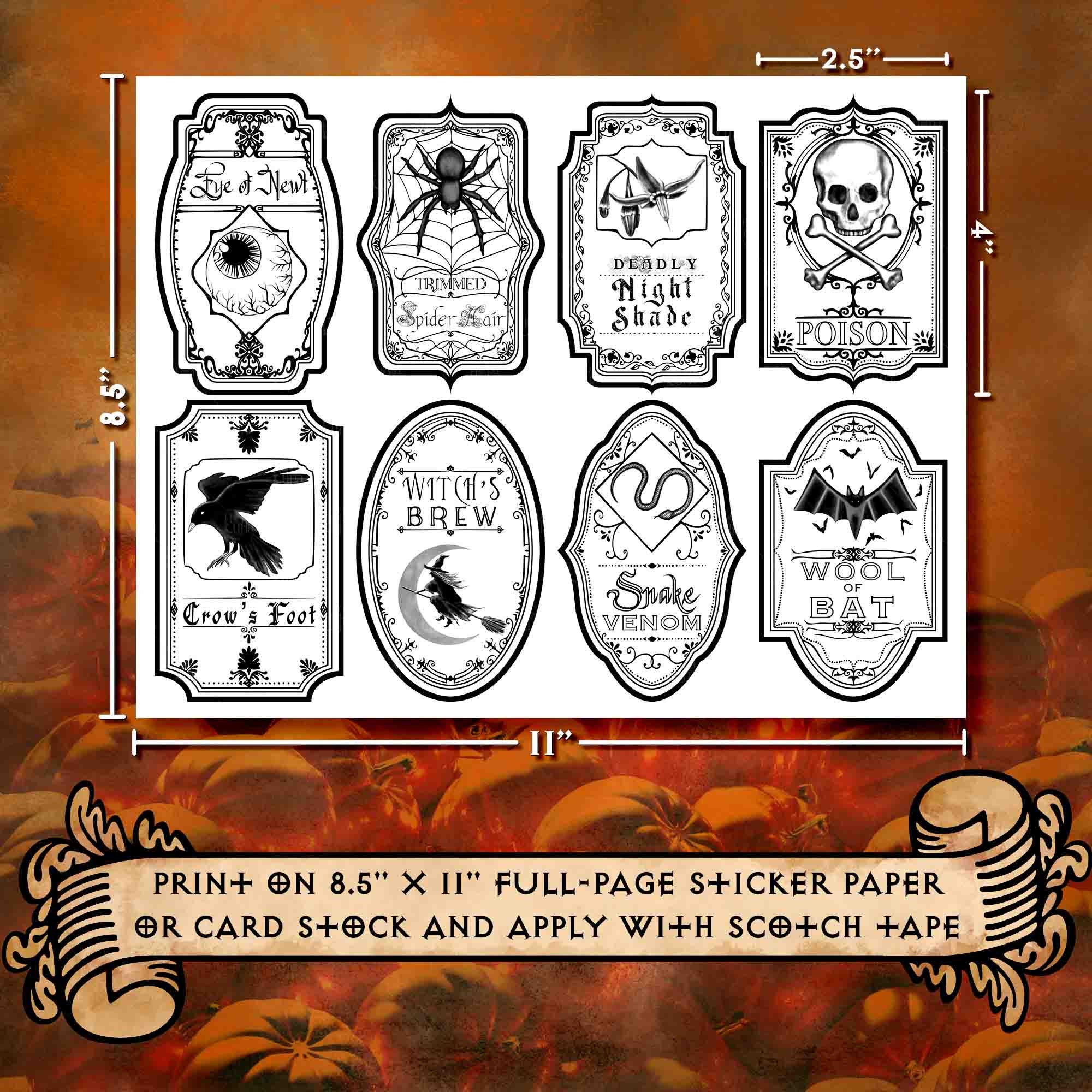 Printable Potion Bottle Labels Apothecary Stickers Witchcraft Decor ...