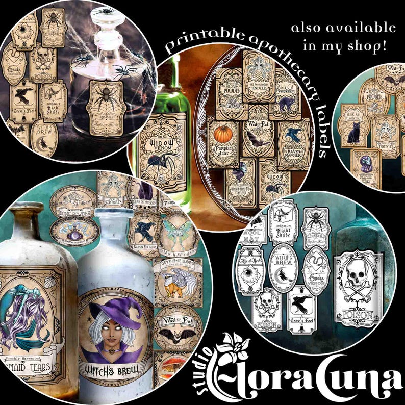 Find printable versions of these apothecary labels and more in my shop StudioFloraLuna on Etsy