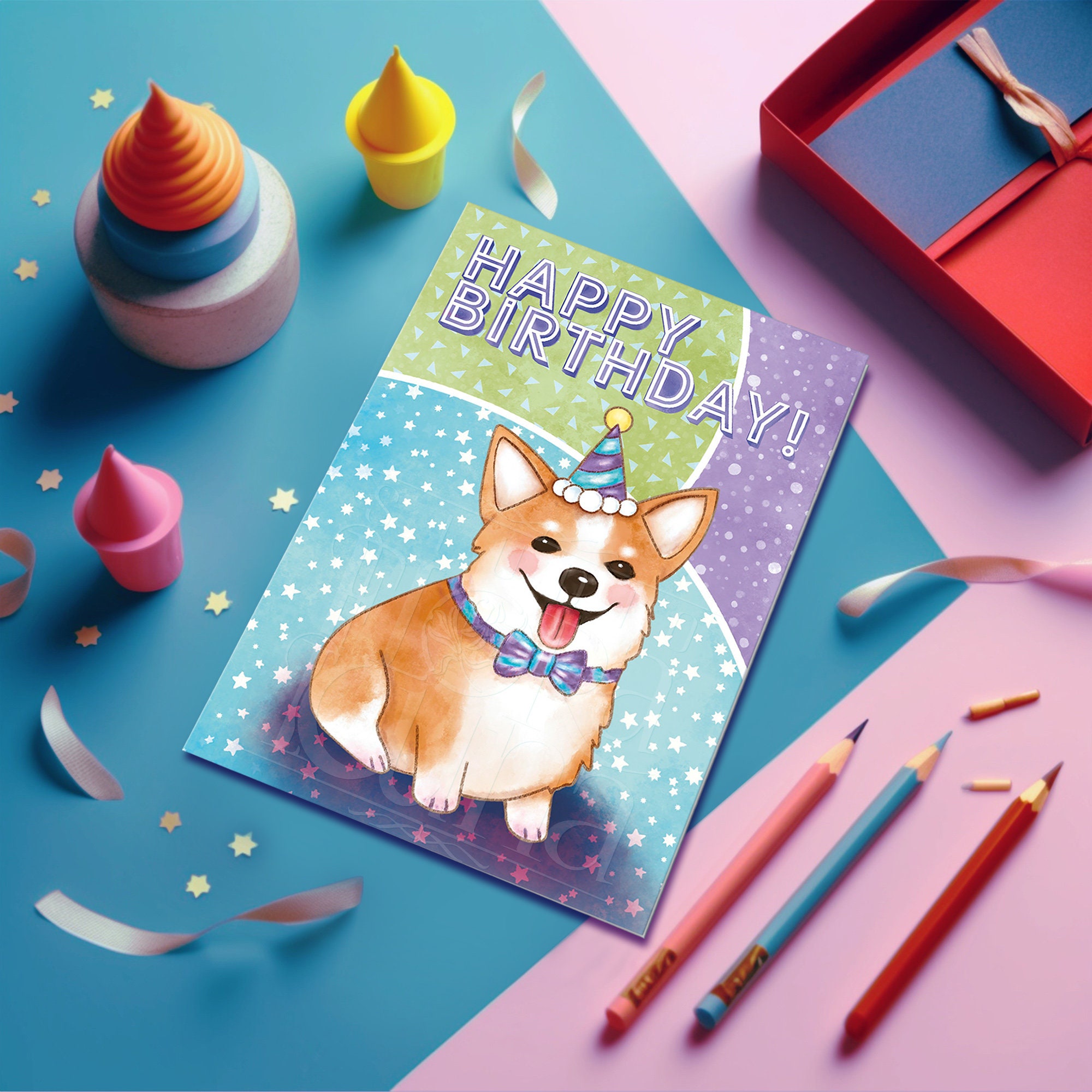 Corgi Birthday Card Printable Bday Card Corgi Lover Gift for - Etsy