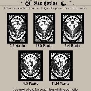 Choose the size ratio you would like based on the frame size you are planning on using. Refer to photo after this for image sizes for each ratio.