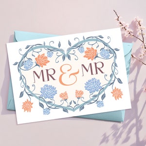 Cartão mr e mr para casamento gay, parabéns, cartão de casamento gay para noivo e noivo, casal gay, presente de parabéns, cartão de casamento do mesmo sexo