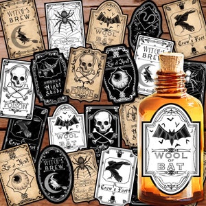 Potion Bottle Label Printable Apothecary Label Witch Potion Witch’s Brew Magic Potion Label Vintage Halloween Party Decor Gothic Sticker