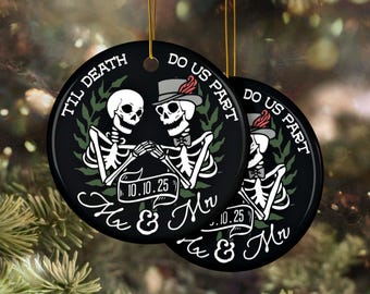 Til Death Custom LGBTQ Skeleton Couple Christmas Ornament Personalized Anniversary Queer Gothic Non-binary Couple Gay Wedding Christmas Gift