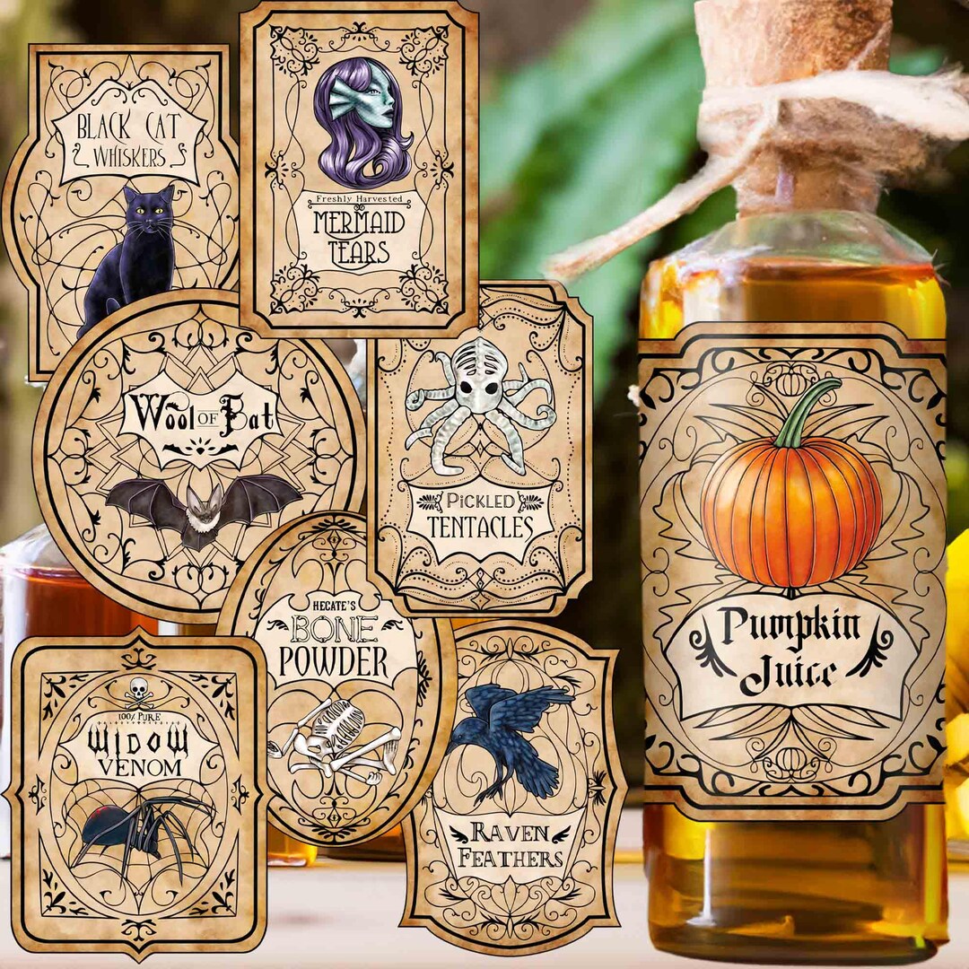 Witch Potion Labels Witchy Room Decor Halloween Printable Apothecary