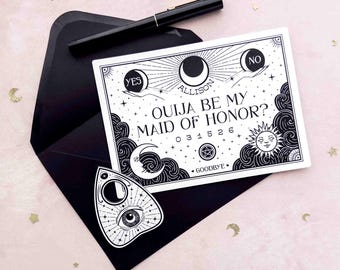 Ouija Bridesmaid Proposal Card, Personalized Gothic Bridal Party Invite