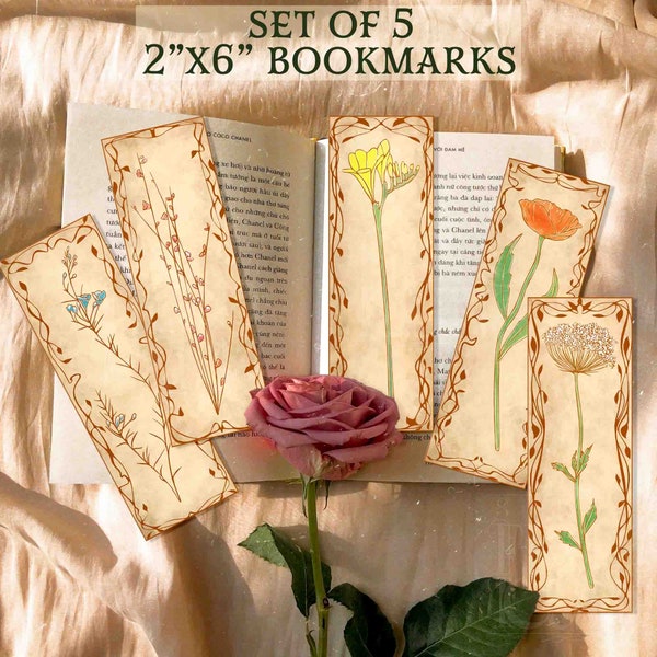 Printable Bookmarks Cottagecore Flower Book Mark Vintage Watercolor Bookmark Book Lover Book Accessories Book Worm Gift for Readers