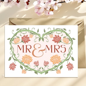 Mr and Mrs Card Printable Wedding Congrats Card for Happy Couple Card Marriage Card Congratulations Wedding Shower Card Engagement Gift