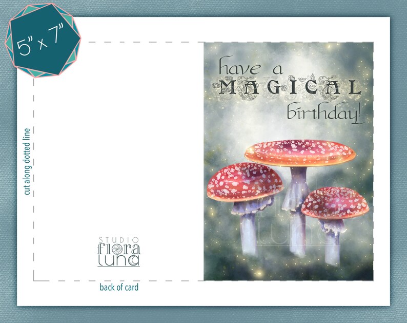 Mushroom Birthday Card Printable Birthday Card Magical - Etsy