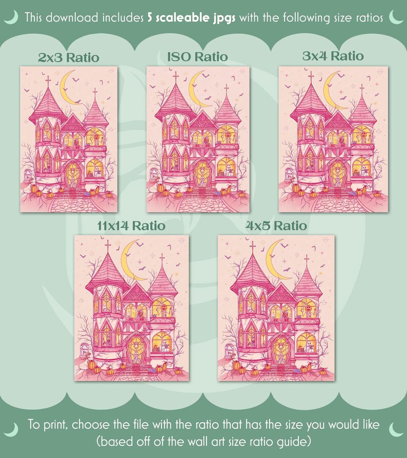 This download includes 5 scale-able jpgs with 5 ratios. To print, choose the file with the ratio that has the size you would like.