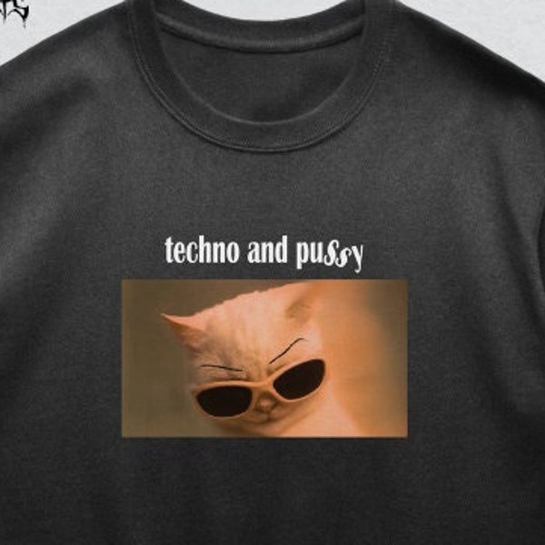 Techno and pussy cat T-shirt Rave Berlin streetwear hypebeast