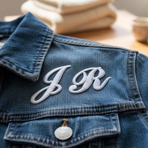 White Embroidered Letters, DIY 2 Inch Iron On Letters, Monogram Letters, Letter Patches, Bolded Script Font, Personalized Cursive Lettering