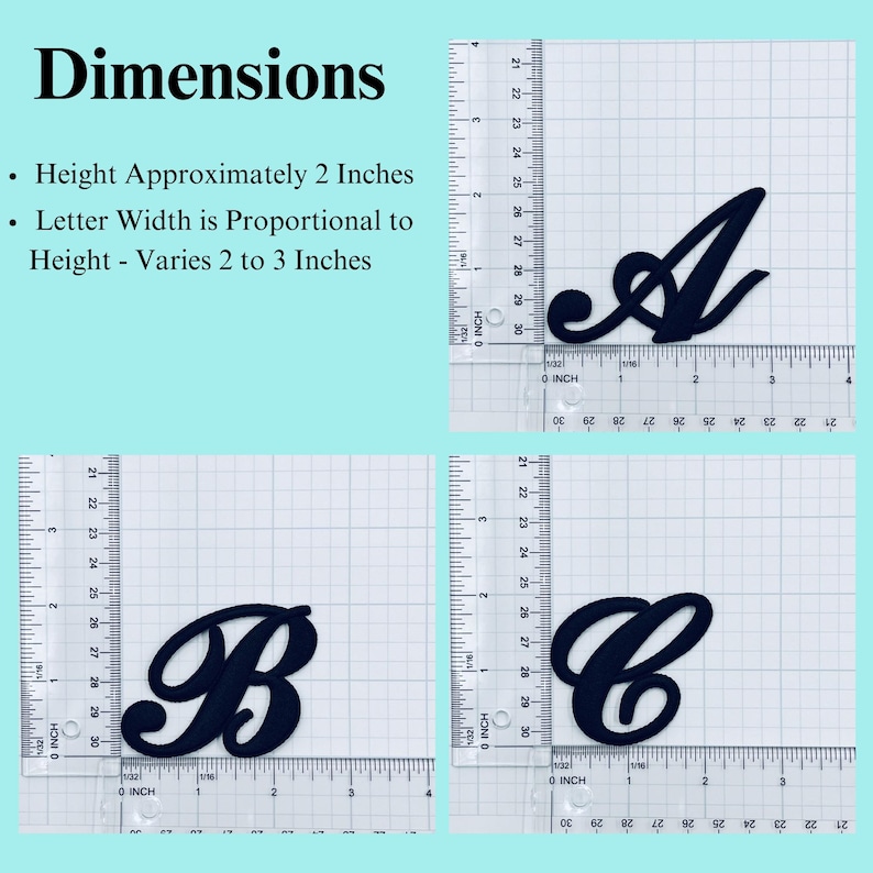 2 Inch Writing Embroidered Letters, DIY Black or White 2 Inch Iron On, Monogram ...