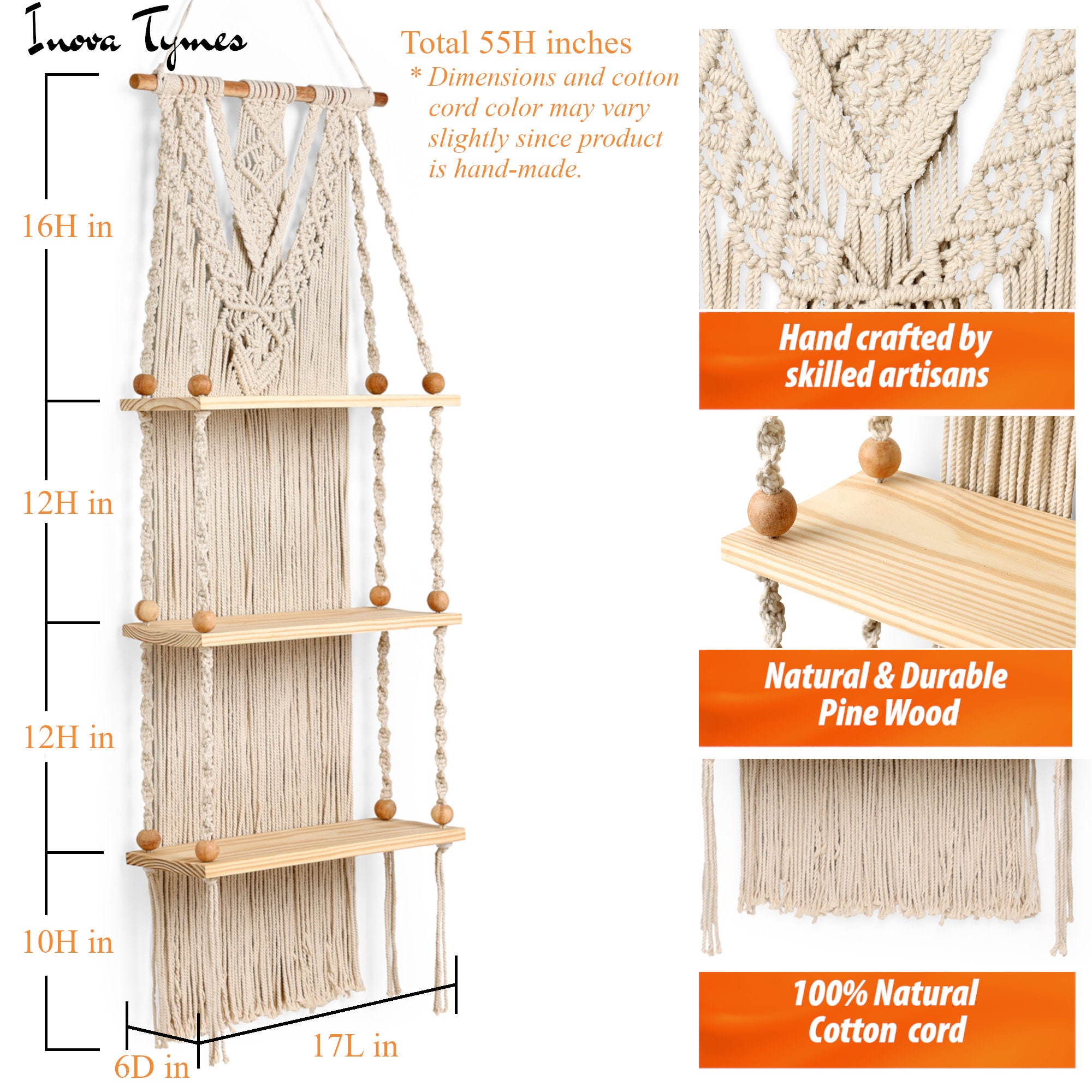 Macrame Wall Hanging - 3 Tier Shelf | Boho Shelf Decor | Macrame Wall ...
