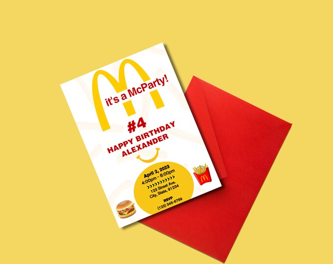 Mcdonald's Playplace Birthday Party Printable Invitation DIY 1st 2nd ...