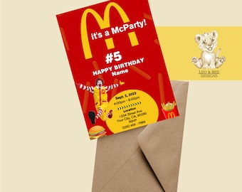 Mcdonalds Birthday Invitation - Mcparty! White Background - Etsy UK