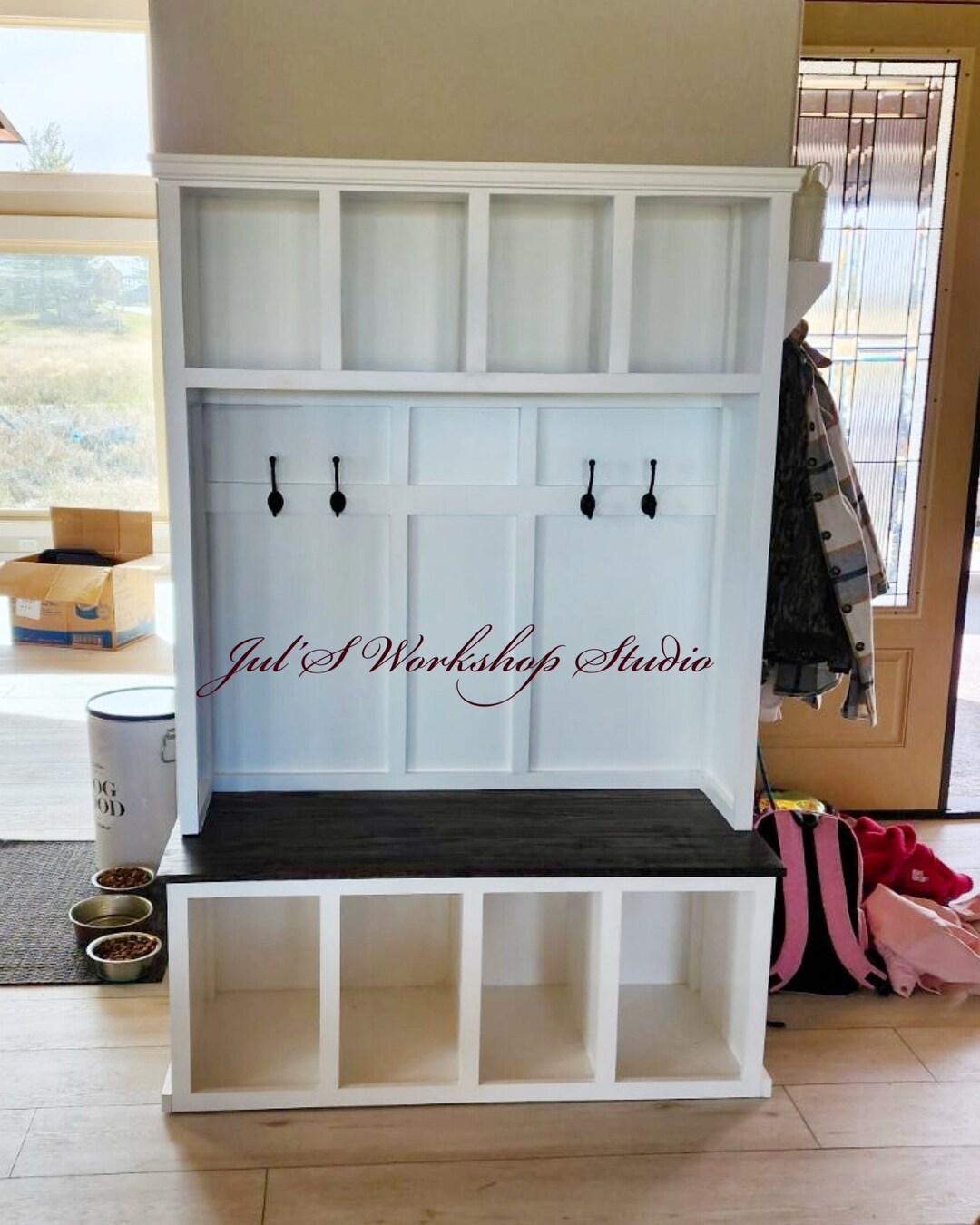 Modern Hall Tree Farmhouse Hall Tree With Entryway Bench Etsy