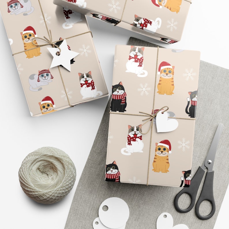 Cute Cat Wrapping Paper Roll, Gift Wrapping Paper, Cat Pattern Gift