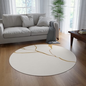 Round Area Rug, Kintsugi Japanese Rug, Circle Rugs, Custom Rug, Living Room Rug, Home Decor, Elegant Living Room Rugs