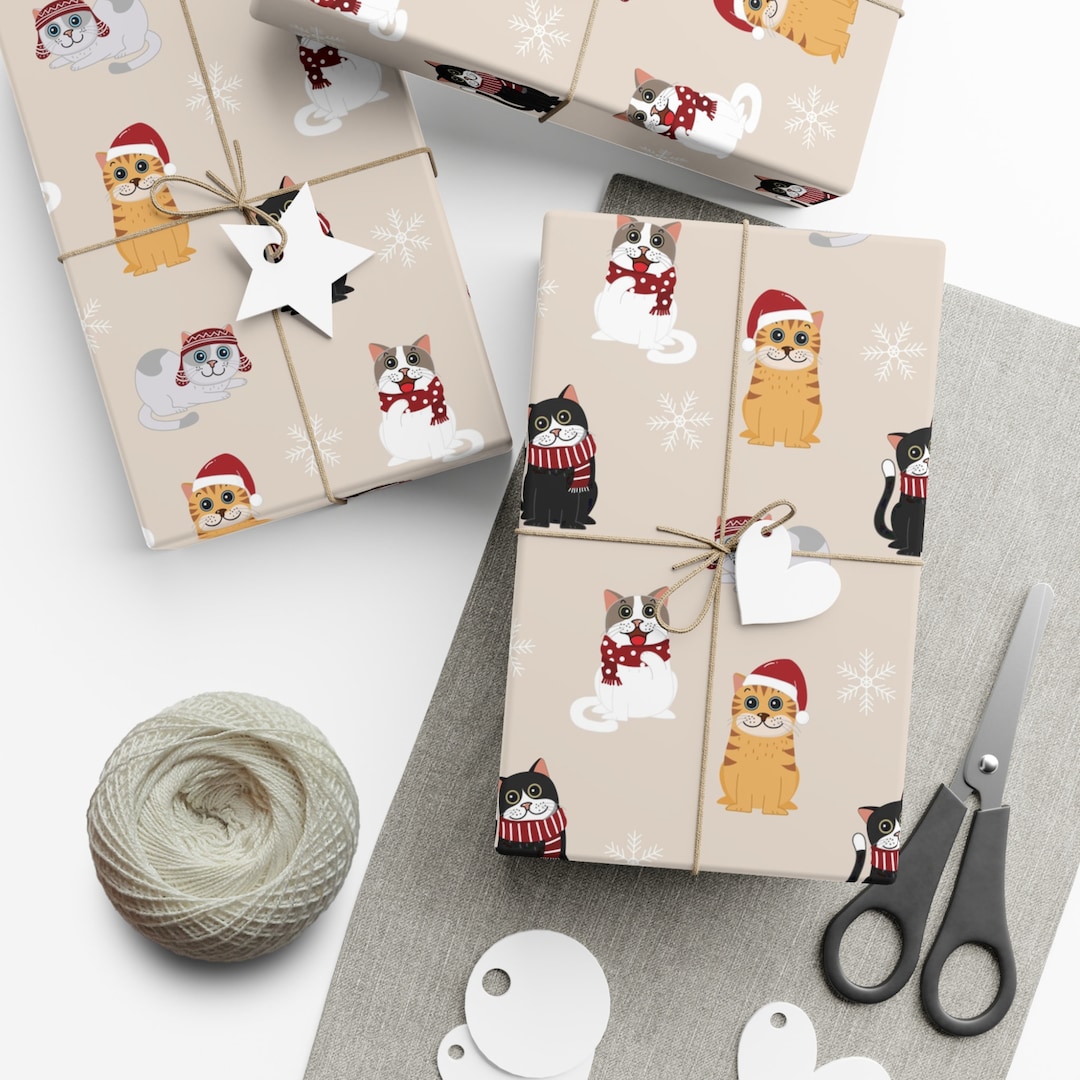 Cute Cat Wrapping Paper Roll, Gift Wrapping Paper, Cat Pattern Gift