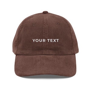 Custom Corduroy Hat, Vintage Corduroy Cap With Personalized Embroidery