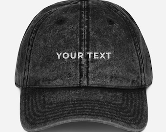 Custom Washed Hat, Vintage Washed Hat With Your Text, Custom Embroidery, Personalized Gift